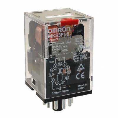 Omron MKS3PI-5110VAC Standard Relay with Mechanical Indicator & Test Button 11 Pin 3PDT 10A 24V AC